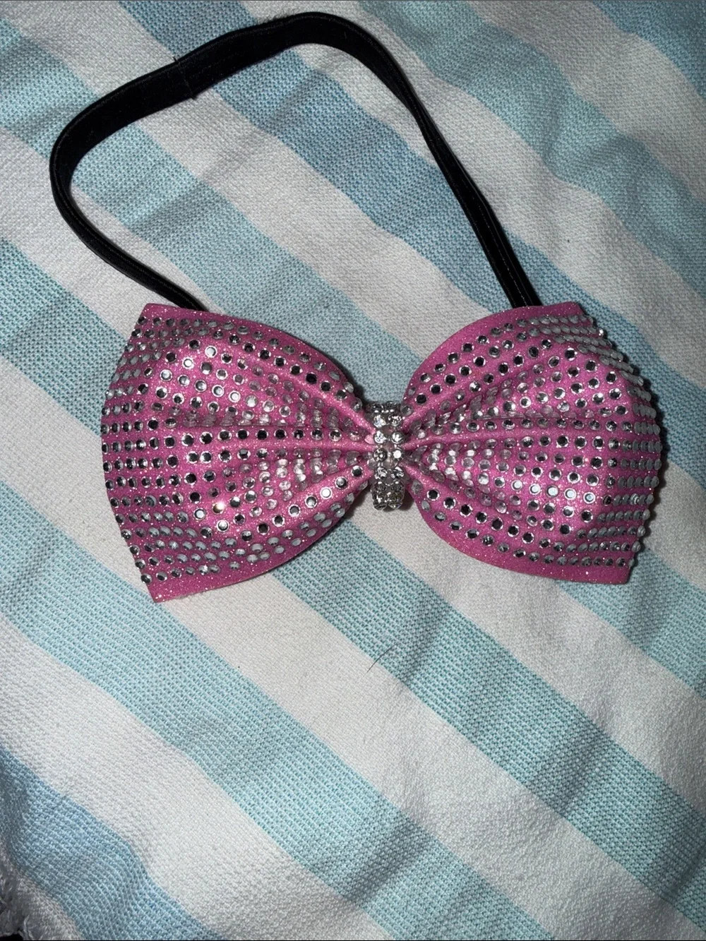 Sparkle Bow Headband for Kids - Pink Rhinestone Accent